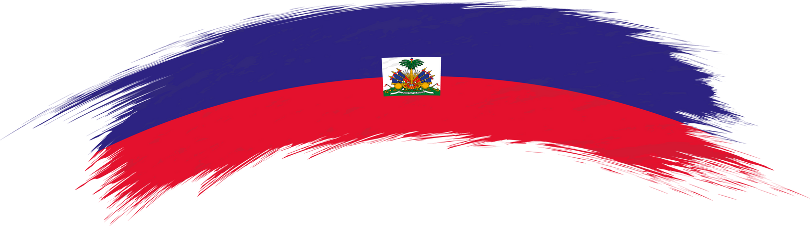Flag of Haiti in rounded grunge brush stroke.