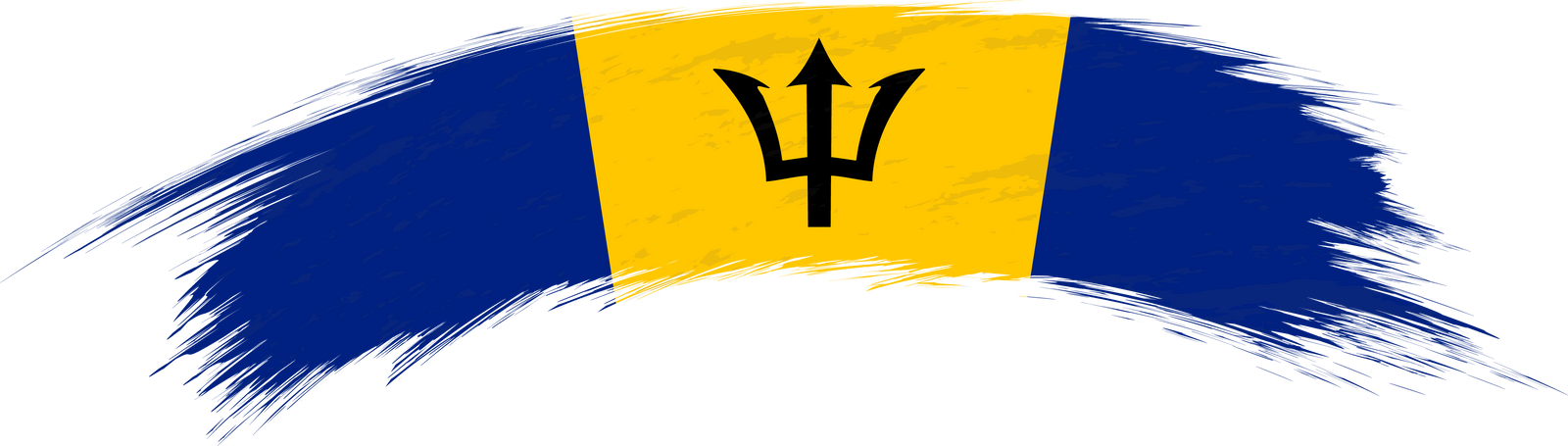Flag of Barbados in rounded grunge brush stroke.